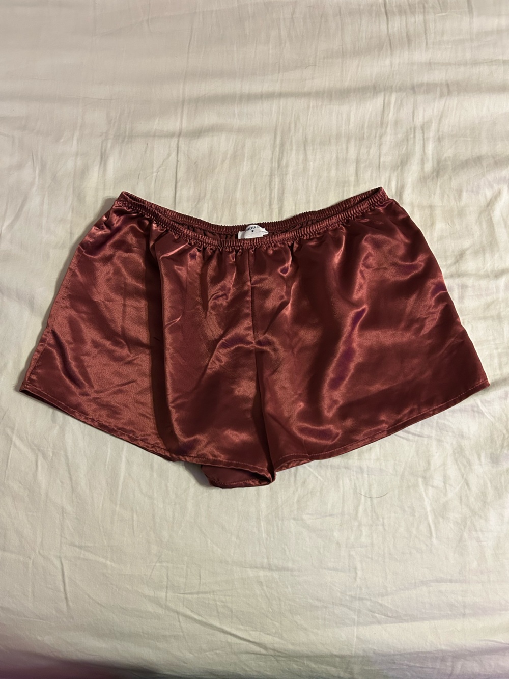 Burgundy Satin Lounge Shorts